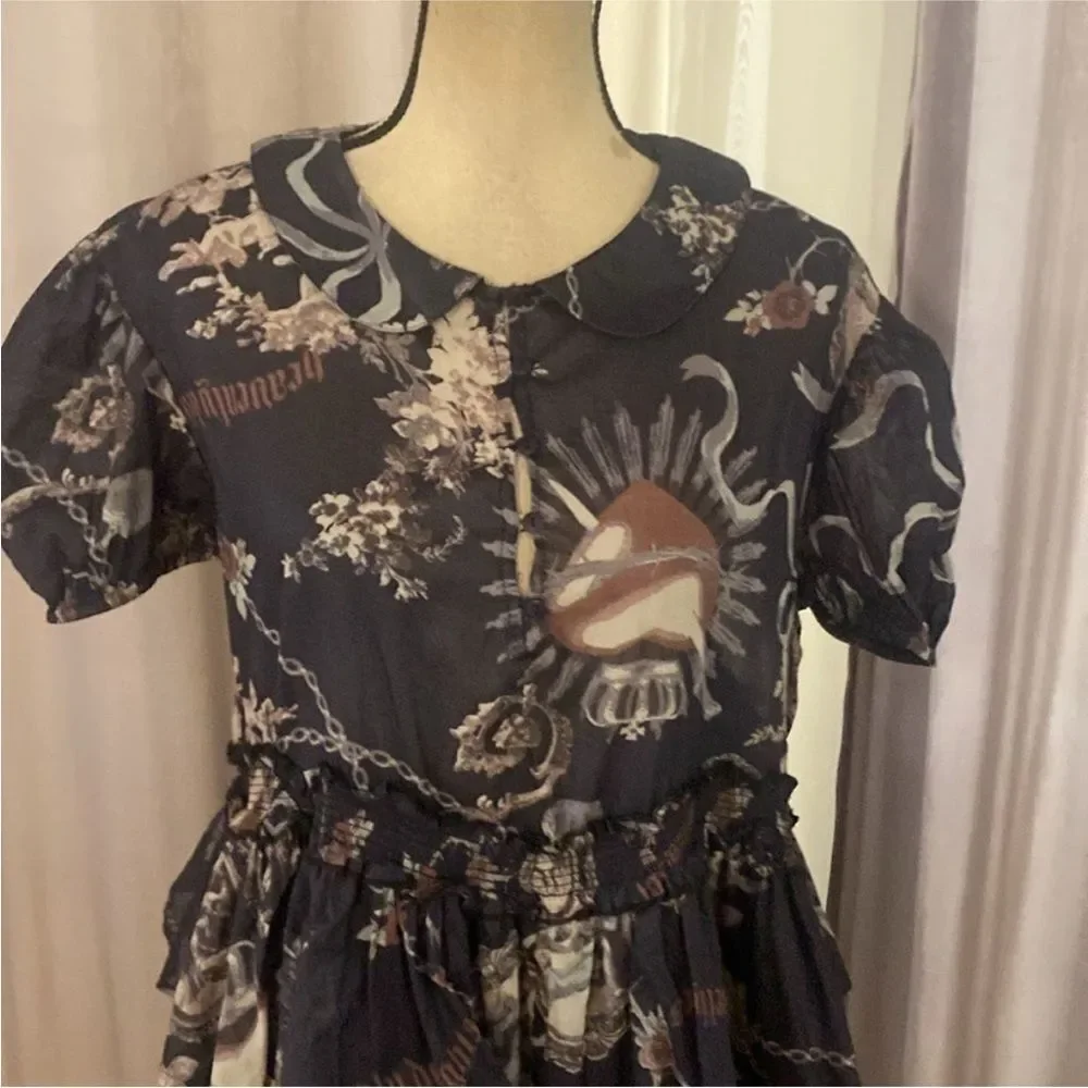 Kimchi Blue Floral Black Dress, M - Picture 4 of 13